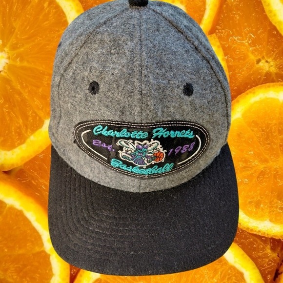Vintage Charlotte Hornets Sports Specialties NBA Hat Grey Wool Blend Strapback